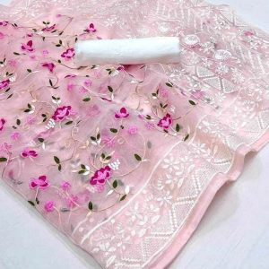 Muslin silk screen print saree