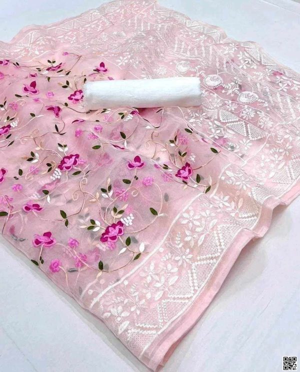 Muslin silk screen print saree